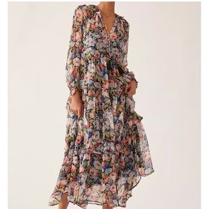Anthropologie Marias Printed Chiffon Maxi Dress